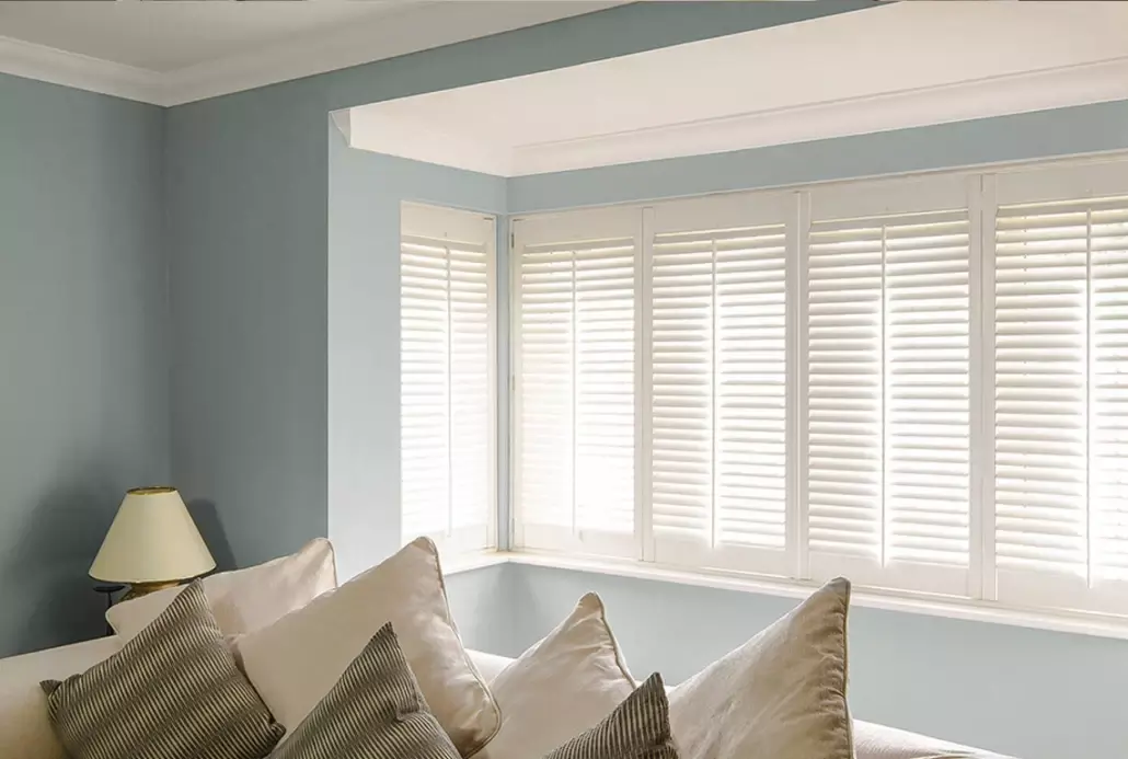 living room plantation shutters