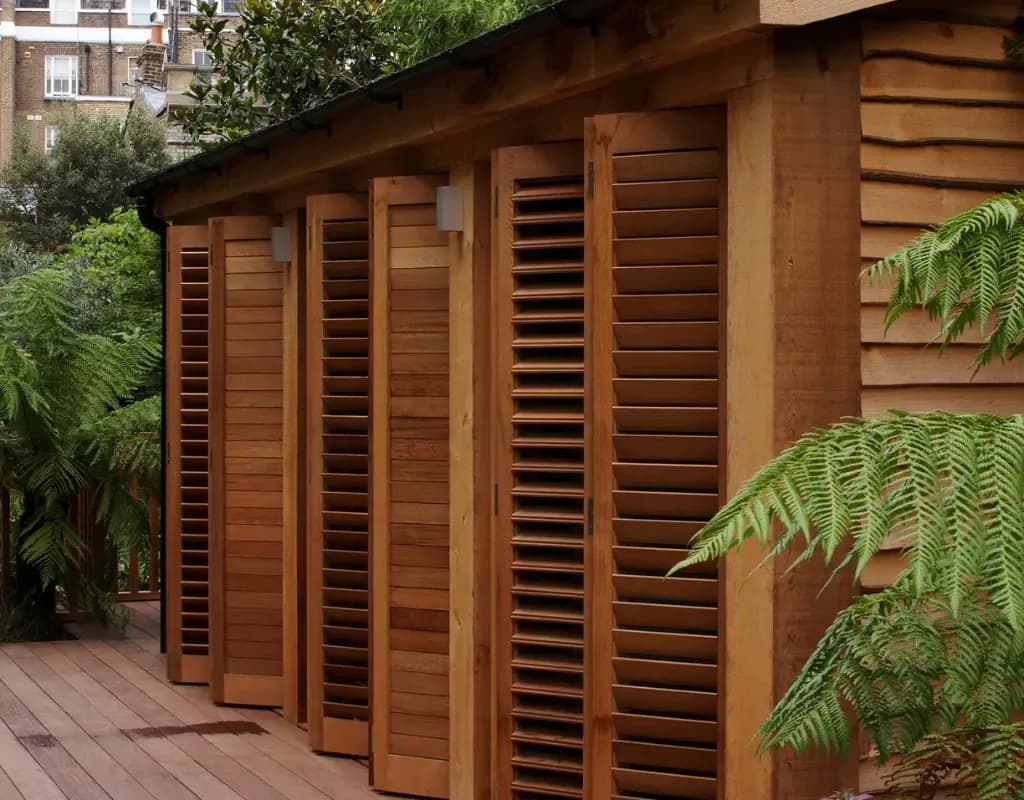 bold colour wood shutters